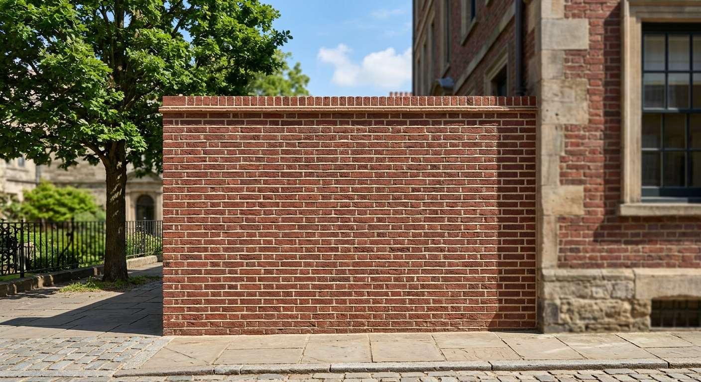 Same front entrance after masonry restoration with repointed brick, new bluestone landing, and clean mortar joints