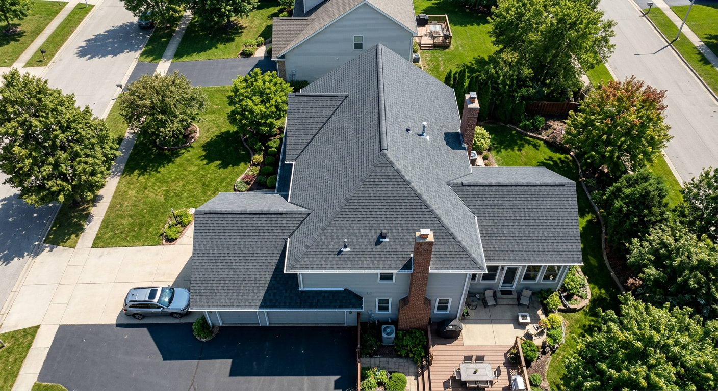Same home after complete roof replacement with premium GAF architectural shingles in charcoal